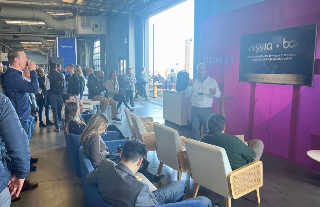 DryvIQ's Tim Thornburg presenting during the AI Showcase at BoxWorks 2024